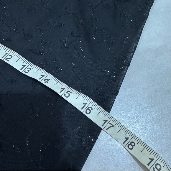 Y2K Black Sparkle Floral Maxi Formal Evening Wear Square Neck Sleeveless Dress - Picture 6 of 9